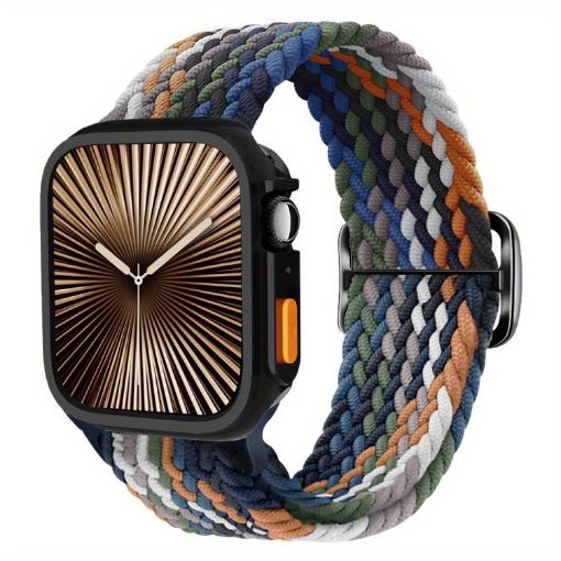 Apple Watch Series 10 42mm Denim Nylon Band with TPU Case - 1