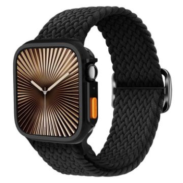 Apple Watch 40mm/41mm Nylon Band with TPU Case - Black Ladder Buckle - 1