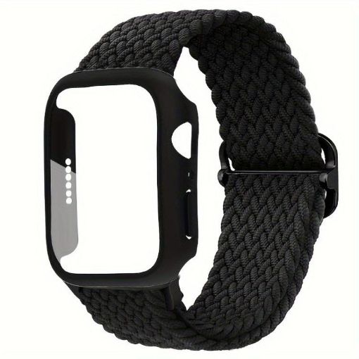 Apple Watch Series 10 46mm Nylon Band & Frosted Case (Black) - 1