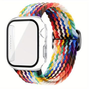 Apple Watch Series 10 42mm Nylon Band & Case - Rainbow Ladder Buckle - 1