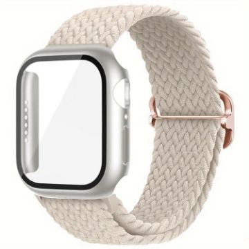 Apple Watch Series 10 42mm Nylon Band & Frosted Case - Starlight - 1