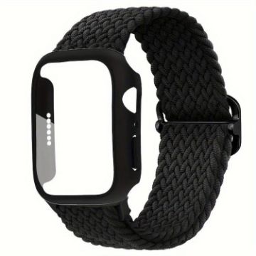 Apple Watch 44mm/45mm Nylon Band & Frosted PC Case - Black - 1