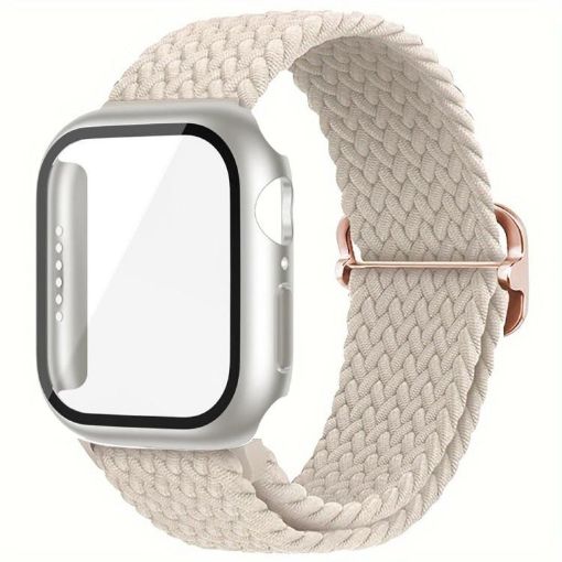 Apple Watch 40mm/41mm Nylon Band & Frosted PC Case - Starlight - 1