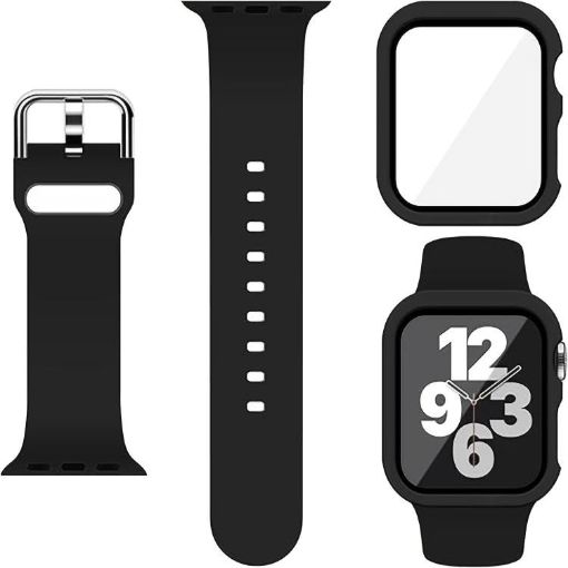 Apple Watch Series 10 46mm Silicone Band & PC Case (Black) - 1