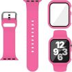 Apple Watch Series 10 42mm Rose Red Silicone Band with PC Case - 1