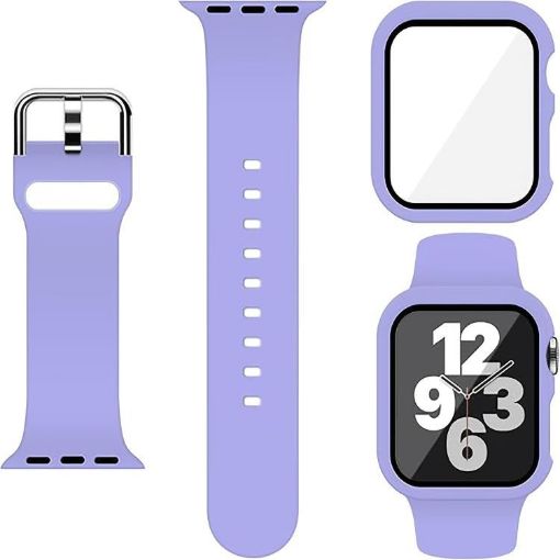 Apple Watch 40mm/41mm Purple Silicone Band with PC Case - 1