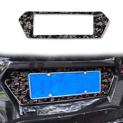 Red Forged Gold Foil Carbon Fiber License Plate Frame for Corvette C8 - 1