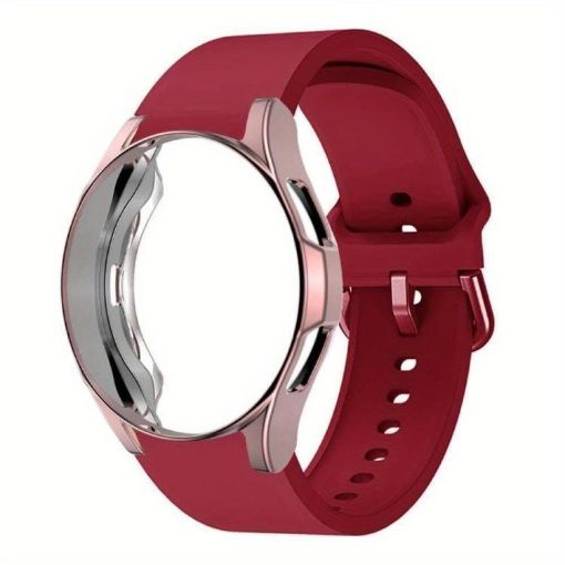 Samsung Galaxy Watch 7 44mm Red Silicone Band with PC Case - 1