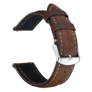14mm Retro Crazy Horse Leather Watch Band - Dark Brown - 1