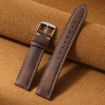 14mm Retro Crazy Horse Leather Watch Band - Dark Brown - 2