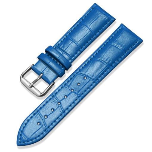 14mm Bamboo Texture Pin Buckle Leather Watch Band - Light Blue - 1