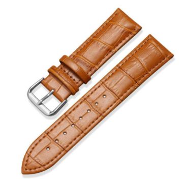 18mm Bamboo Texture Pin Buckle Leather Watch Band Light Brown - 1