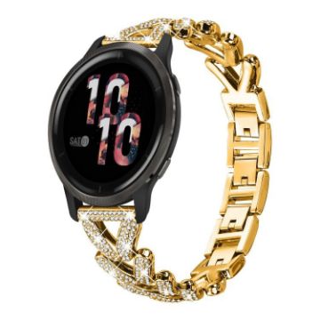 20mm Gold Diamond Metal Watch Band for Garmin Venu/Venu 2/Sq/Sq2 - 1