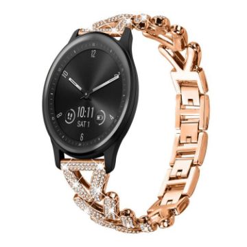20mm Rose Gold Diamond Metal Watch Band for Garmin Vivomove/Vivoactive - 1