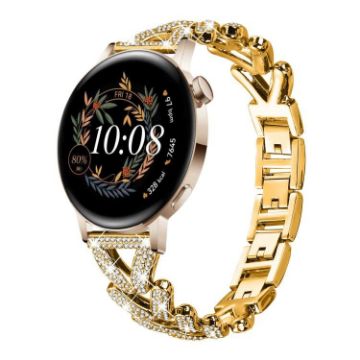 20mm Gold Diamond Metal Band for Huawei Watch GT4/GT3/GT2 - 1