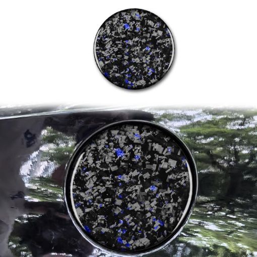 Blue Forged Gold Foil Carbon Fiber Fuel Tank Cap Sticker for Corvette C8 - 1